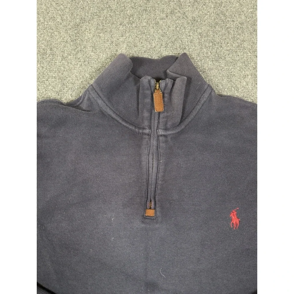 Polo Ralph Lauren Sweater‎ Mens Medium Navy Blue 1/4 Zip Pullover